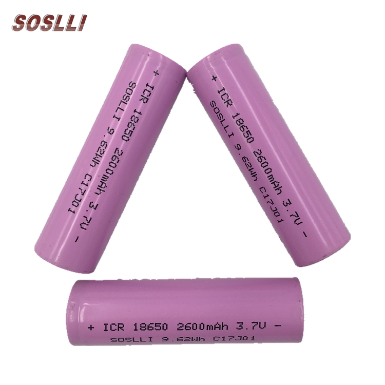 3.7v 2600mah Lithium li-ion Rechargeable ICR 18650 Li ion Battery Cell with China Factory Price